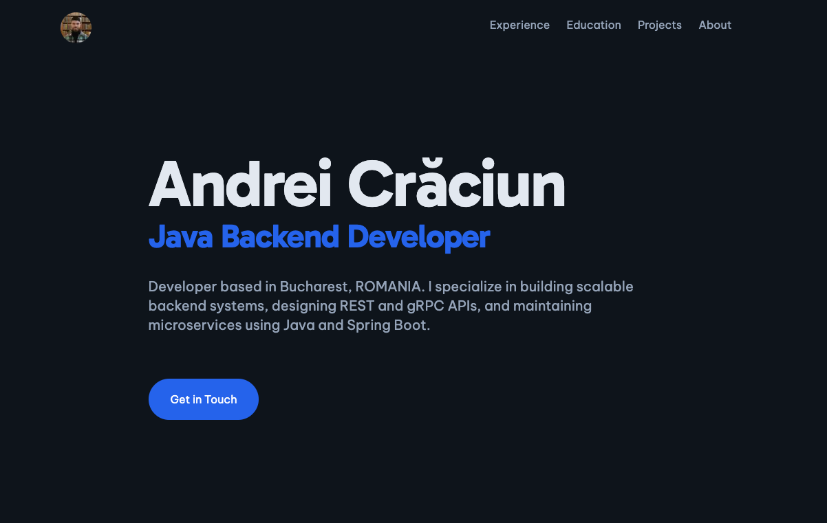 Andrei Crăciun — Java Backend Developer